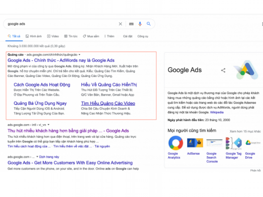 Tìm hiểu về dịch vụ quảng cáo Google Ads